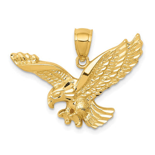 14k Yellow Gold Polished and Textured Eagle Pendant