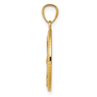 14k Yellow Gold Polished Anchor w/Rope Oval Pendant