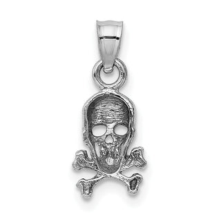 14k White Gold Skull and Cross Bones Pendant