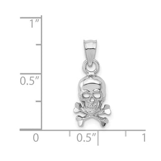 14k White Gold Skull and Cross Bones Pendant