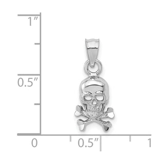 14k White Gold Skull and Cross Bones Pendant
