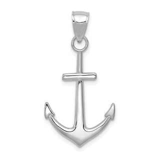 14k White Gold Polished Anchor Pendant