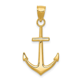 14k Yellow Gold Polished Anchor Pendant K5394