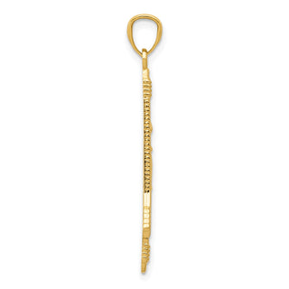 14k Yellow Gold Polished and Textured Bow and Arrow Pendant