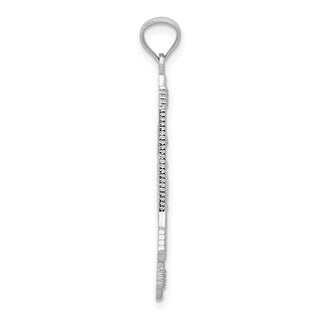 14k White Gold Polished and Textured Bow and Arrow Pendant