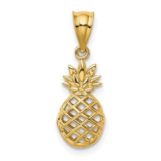 14k Yellow Gold Polished 3D Pineapple Pendant