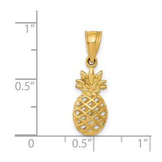 14k Yellow Gold Polished 3D Pineapple Pendant