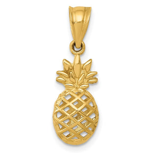 14k Yellow Gold Polished 3D Pineapple Pendant
