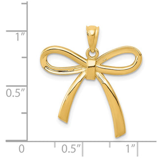 14k Yellow Gold Polished Ribbon Bow Pendant