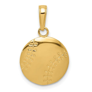 14k Yellow Gold Polished Baseball Closed Back Pendant