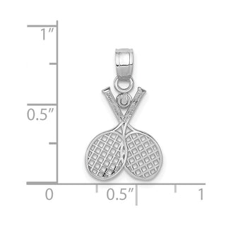 14k White Gold Double Tennis Racquet Pendant