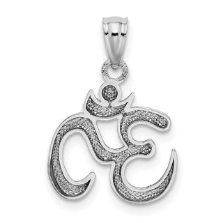 14K White Gold Polished Om Symbol Pendant