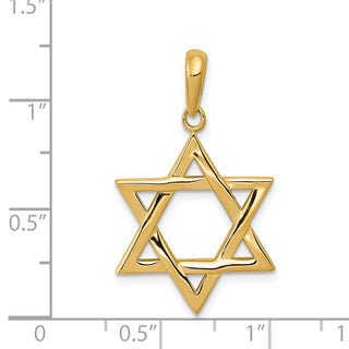 14k Yellow Gold Star Of David Pendant K544