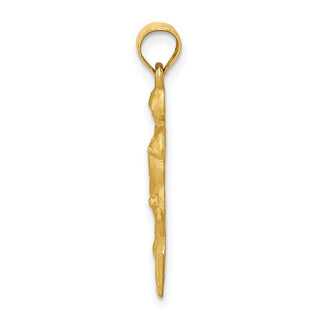 14k Yellow Gold Satin and Diamond-cut Hockey Player Pendant