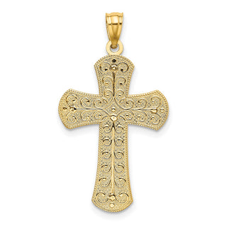 14k Yellow and White Gold Polished 2 Level Fancy Cross Pendant K5445