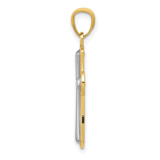 14k Yellow Gold and Rhodium Polished Cross Pendant K5446