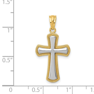 14k Yellow Gold and Rhodium Polished Cross Pendant K5446