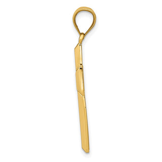 14k Yellow Gold Polished and Textured Cross Pendant K5460