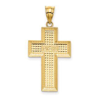 14k Yellow Gold Polished and Textured Cross Pendant K5460