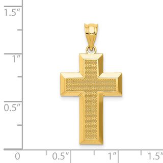 14k Yellow Gold Polished and Textured Cross Pendant K5460