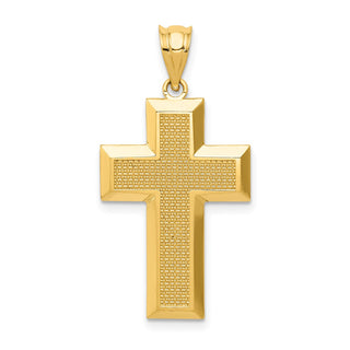 14k Yellow Gold Polished and Textured Cross Pendant K5460