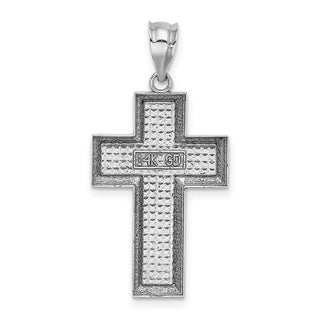 14k White Gold Polished and Textured Cross Pendant K5461