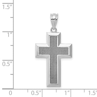 14k White Gold Polished and Textured Cross Pendant K5461