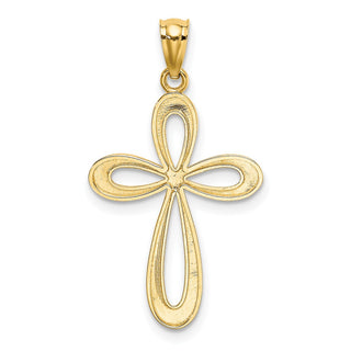 14k Yellow Gold Polished Ribbon Cross Pendant