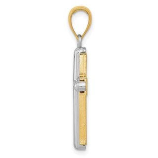 14k Yellow and White Gold Passion Cross Pendant K5489