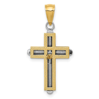 14k Yellow and White Gold Passion Cross Pendant K5489