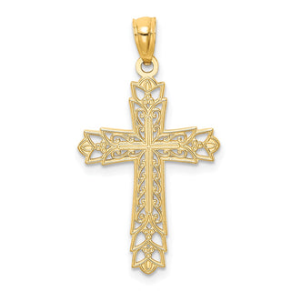 14k Yellow Gold Polished Filigree Cross Pendant K5504