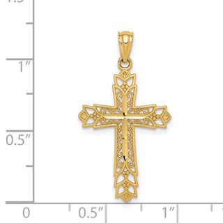 14k Yellow Gold Polished Filigree Cross Pendant K5504