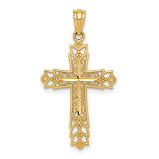 14k Yellow Gold Polished Filigree Cross Pendant K5504