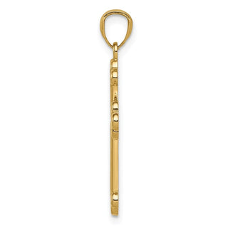 14k Yellow and White Gold Polished Budded Cross Pendant