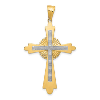 14k Yellow and White Gold Polished Cross Pendant