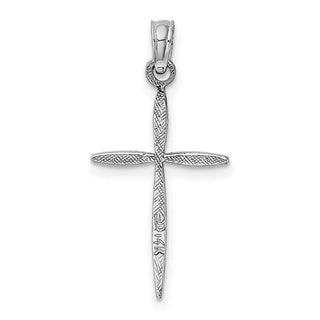 14k White Gold Polished Stick Cross With Tapered Ends Pendant