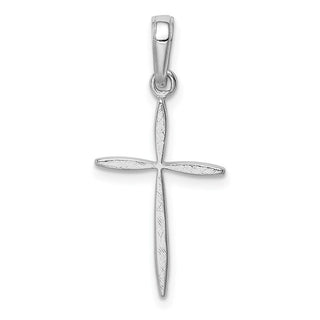 14k White Gold Polished Stick Cross With Tapered Ends Pendant