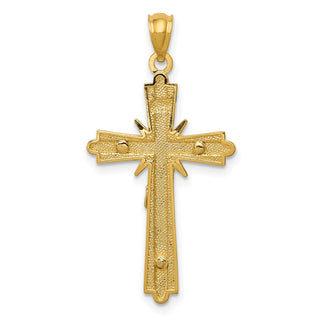 14k Yellow and White Gold Polished Fancy Crucifix Pendant