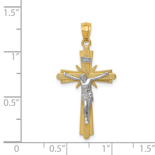 14k Yellow and White Gold Polished Fancy Crucifix Pendant