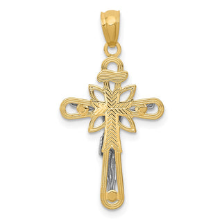 14k Yellow and White Gold with Rhodium Small Passion Crucifix Pendant
