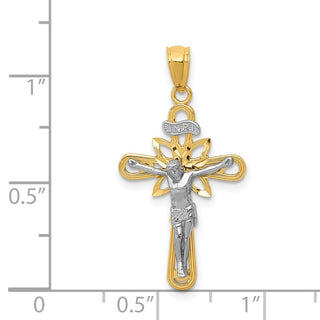 14k Yellow and White Gold with Rhodium Small Passion Crucifix Pendant