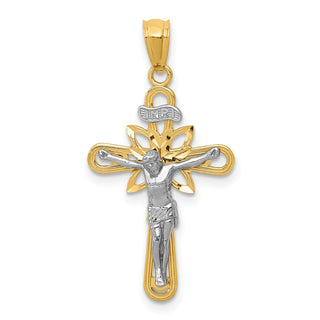 14k Yellow and White Gold with Rhodium Small Passion Crucifix Pendant