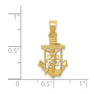 14k Yellow Gold Polished Mariner Crucifix Pendant