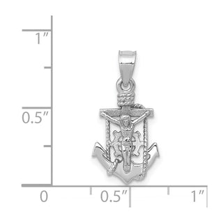 14k White Gold Polished Mariner Crucifix Pendant