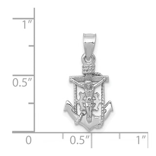 14k White Gold Polished Mariner Crucifix Pendant