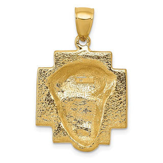 14k Yellow Gold Polished 2-D Large Jesus Head with Crown Pendant