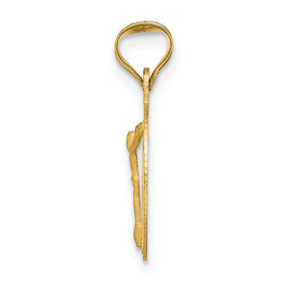 14k Yellow Gold Polished and Diamond-Cut Corpus Circle Pendant K5619