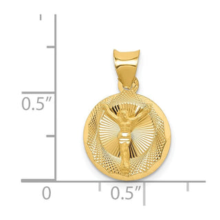 14k Yellow Gold Polished and Diamond-Cut Corpus Circle Pendant K5619