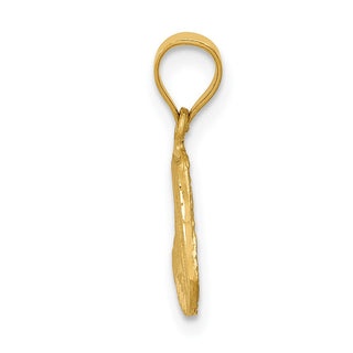 14k Yellow Gold Satin and Diamond-Cut Mary Pendant