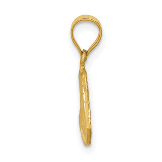14k Yellow Gold Satin and Diamond-Cut Mary Pendant